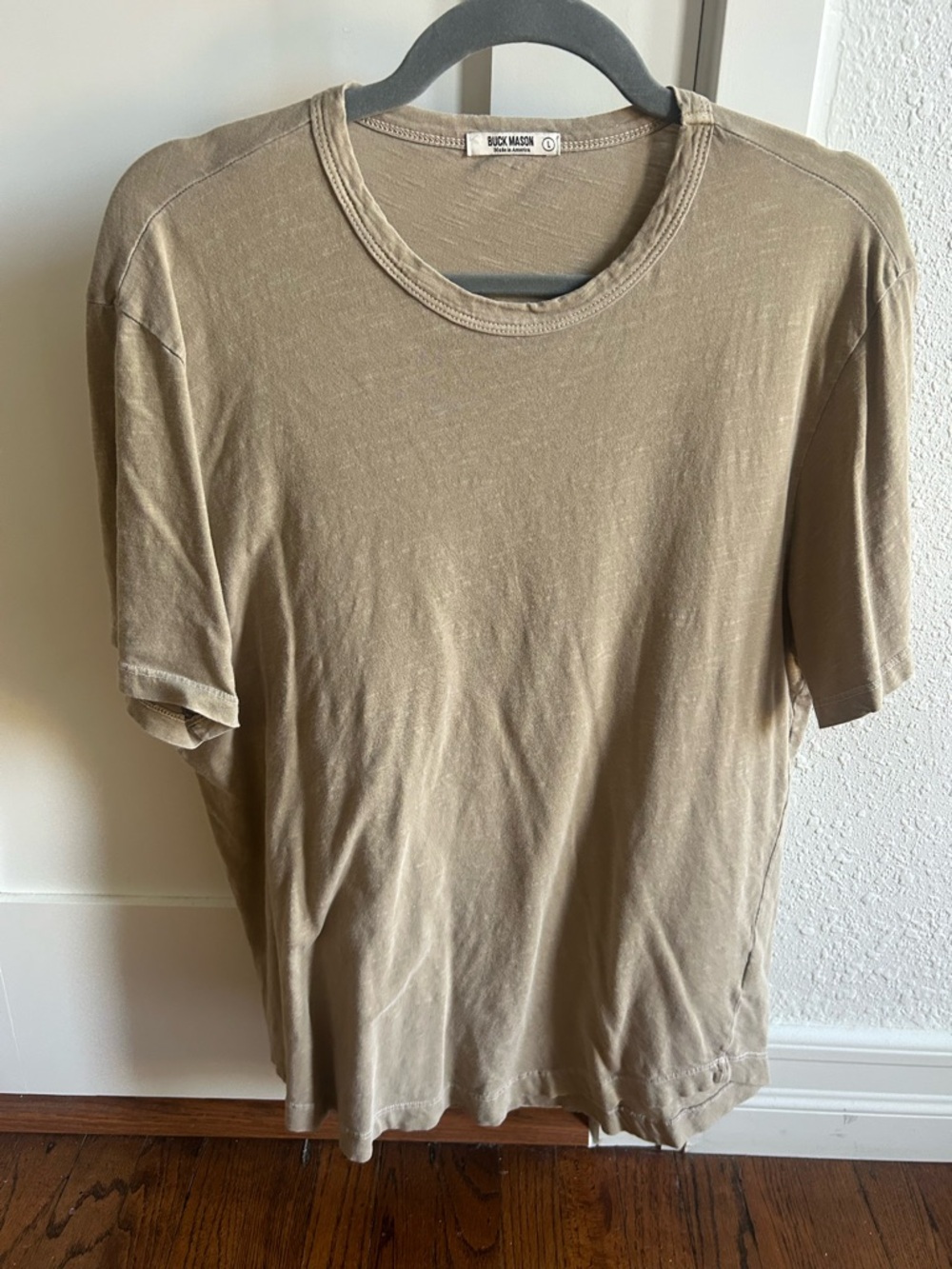 Buck Mason Short Sleeve Crewneck Tee in Tan